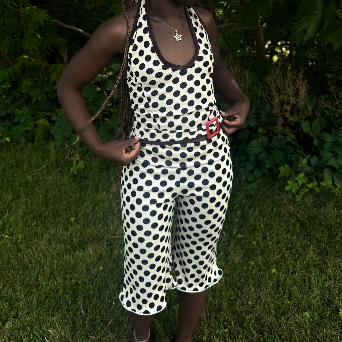 “Retro” Cream Polka Dot Halter