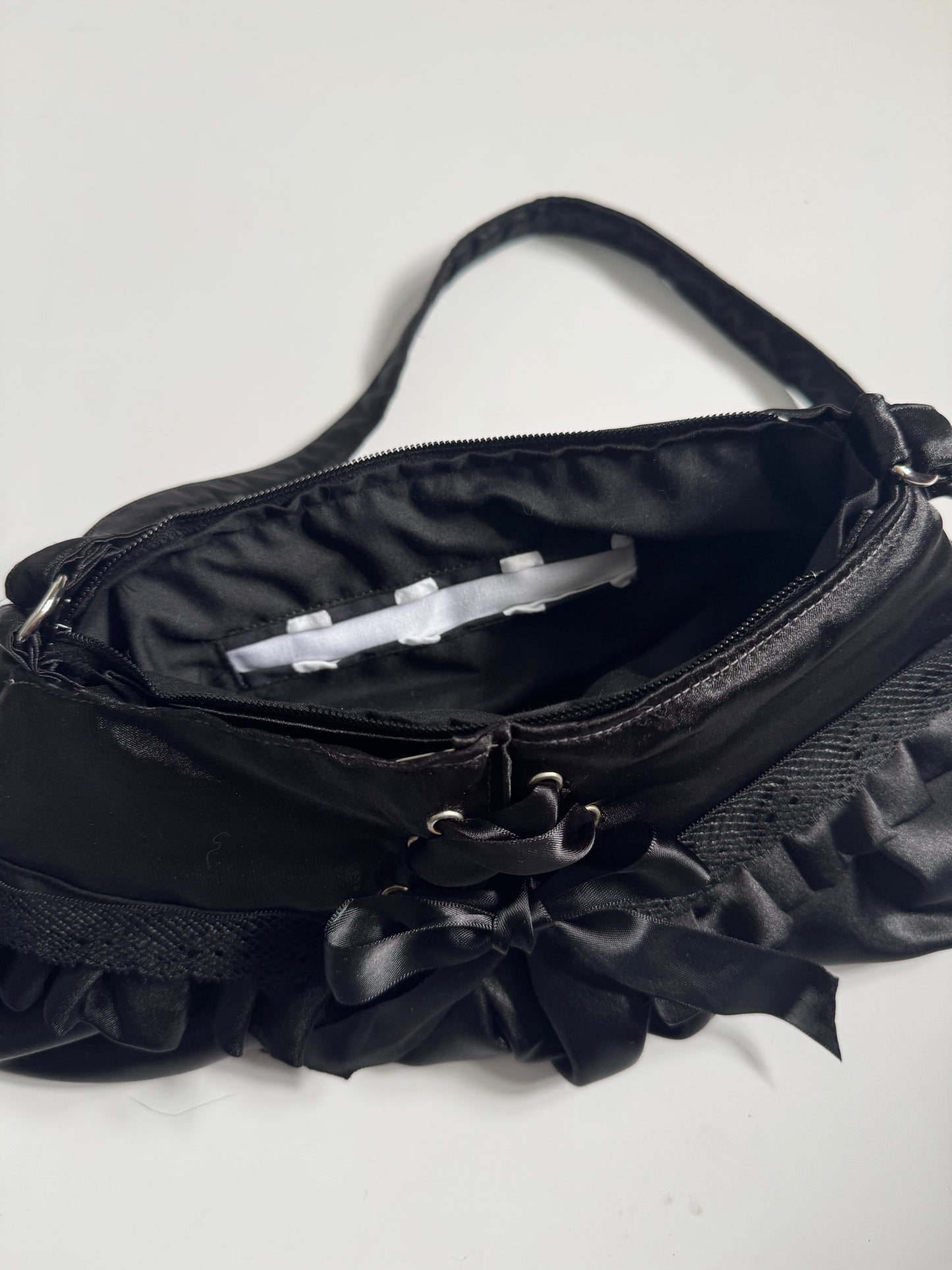 Micro Corset Bag in Black Satin