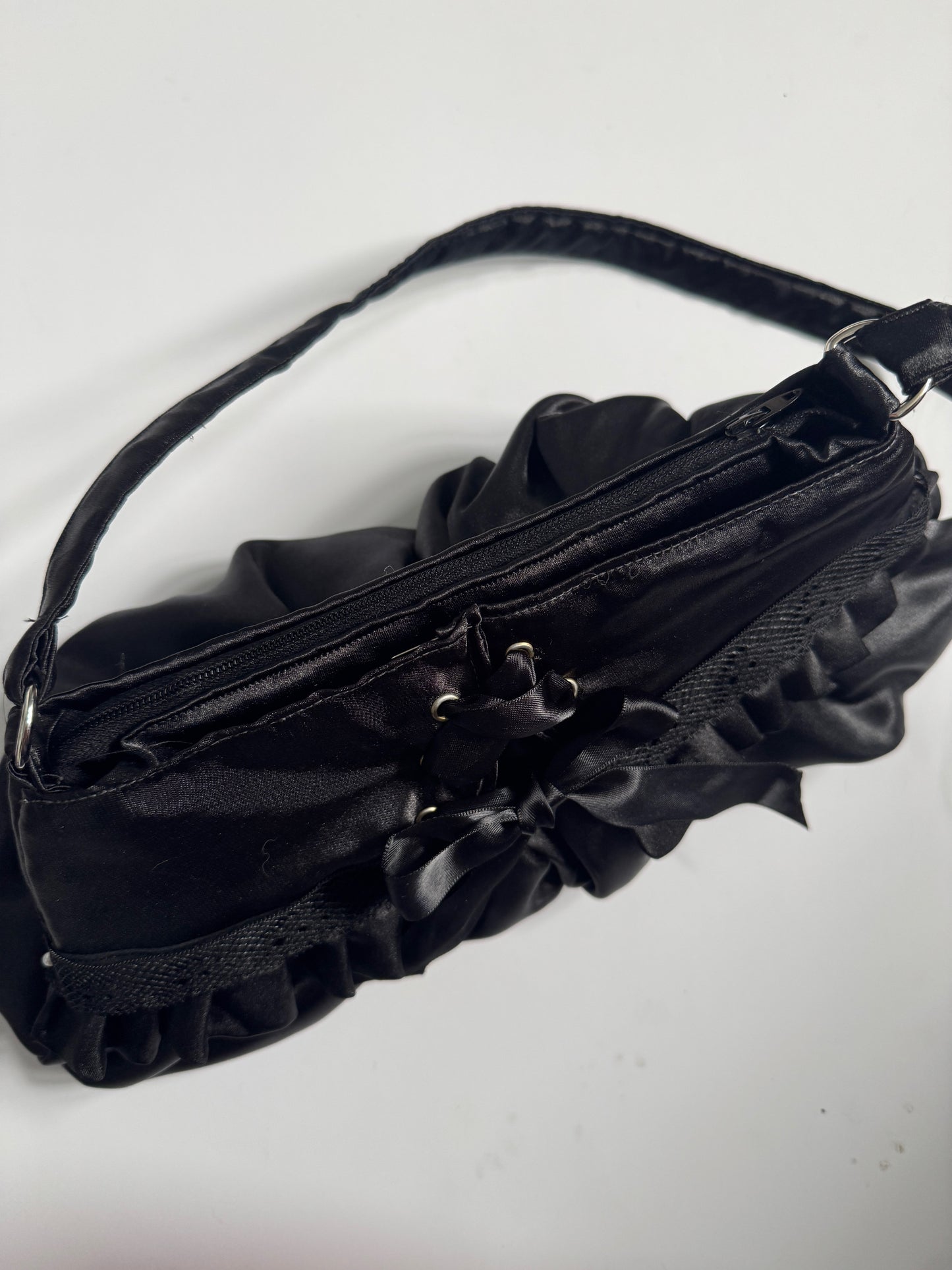 Micro Corset Bag in Black Satin