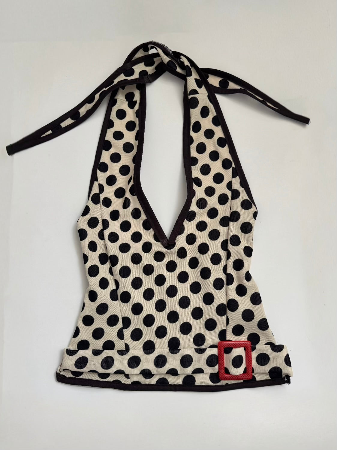 “Retro” Cream Polka Dot Halter