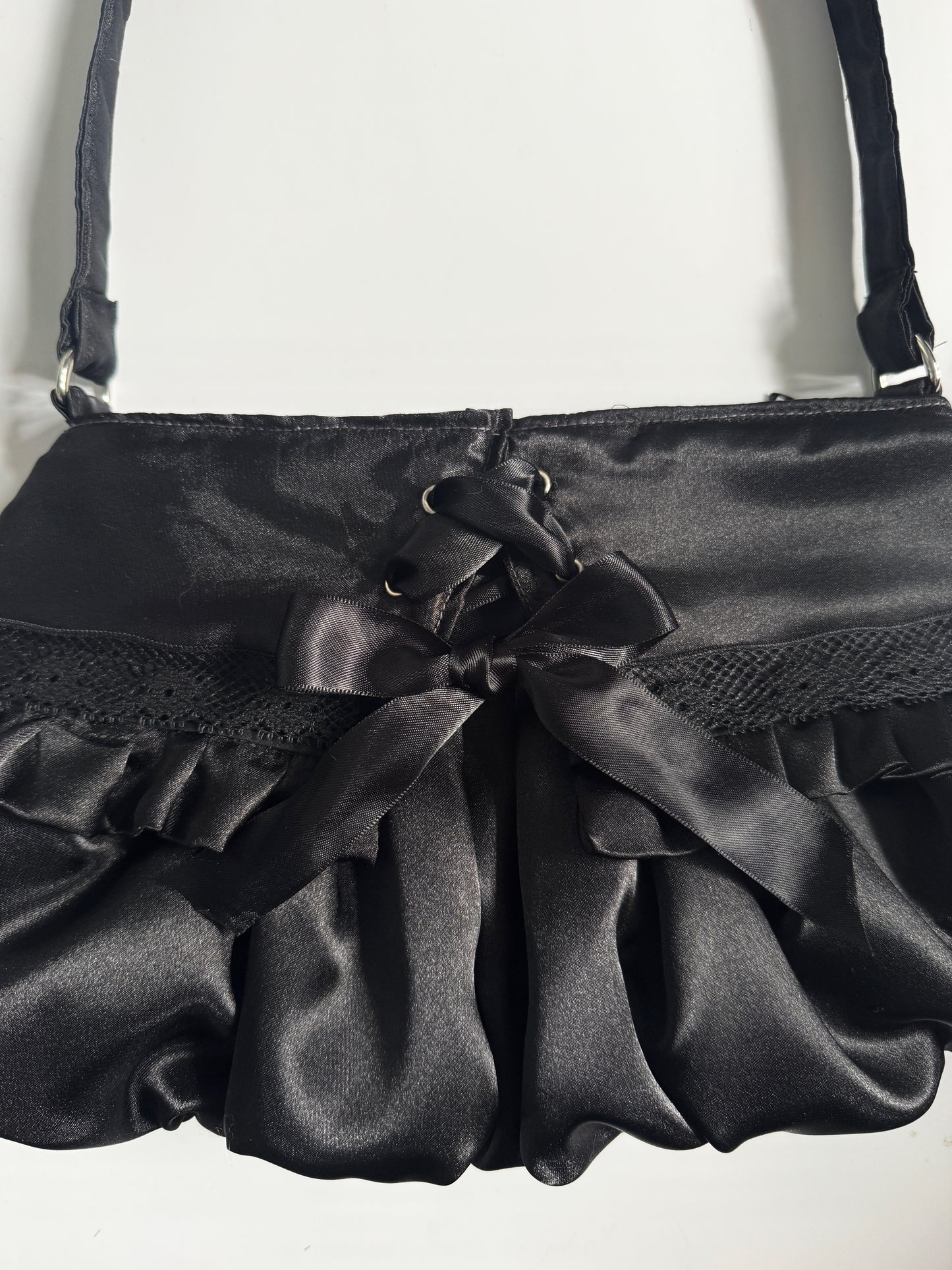 Micro Corset Bag in Black Satin