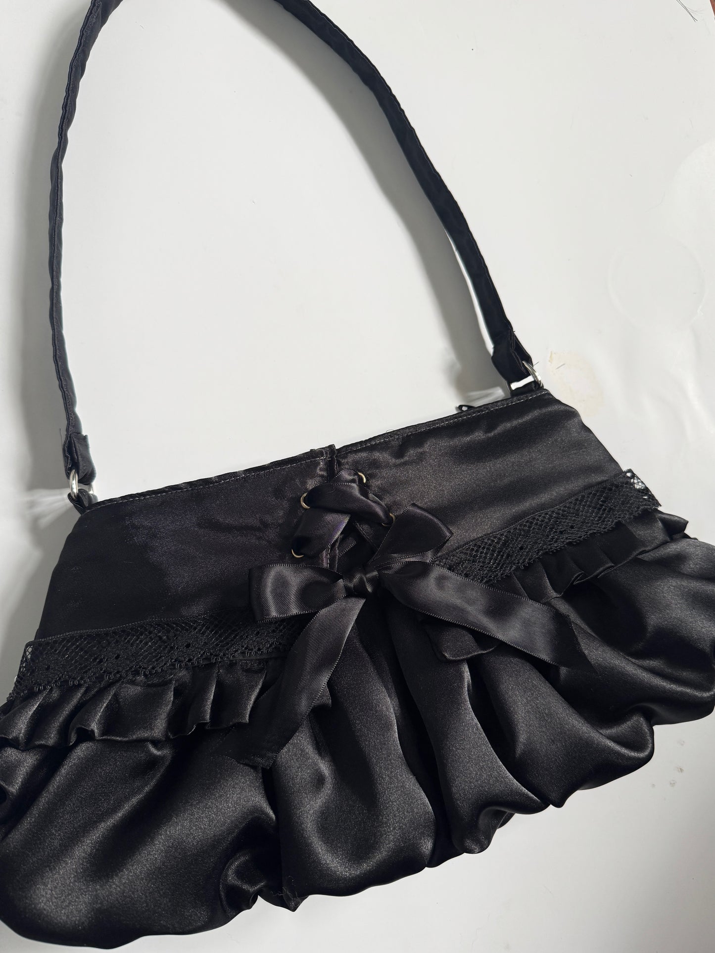 Micro Corset Bag in Black Satin