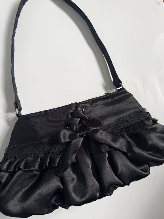 Micro Corset Bag in Black Satin