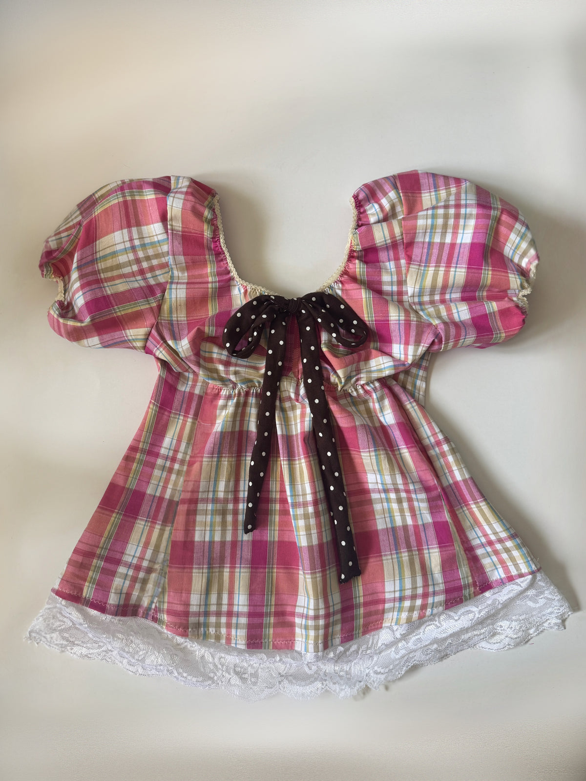 “Plaid bow” Babydoll top