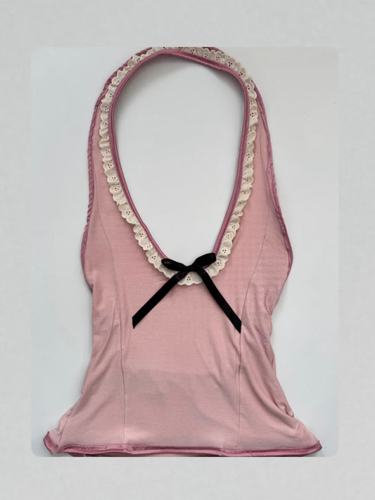“Pink Bamboo” Stretchy Halter Top