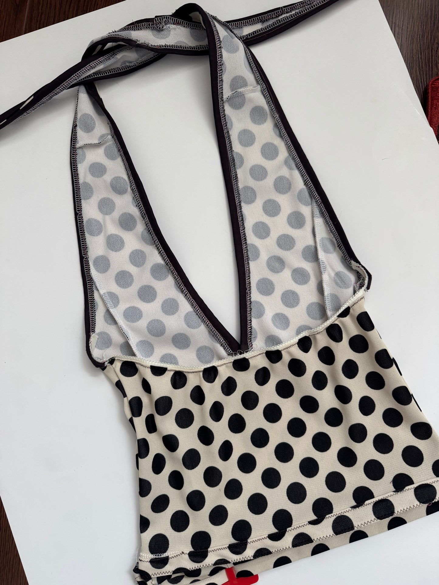 “Retro” Cream Polka Dot Halter