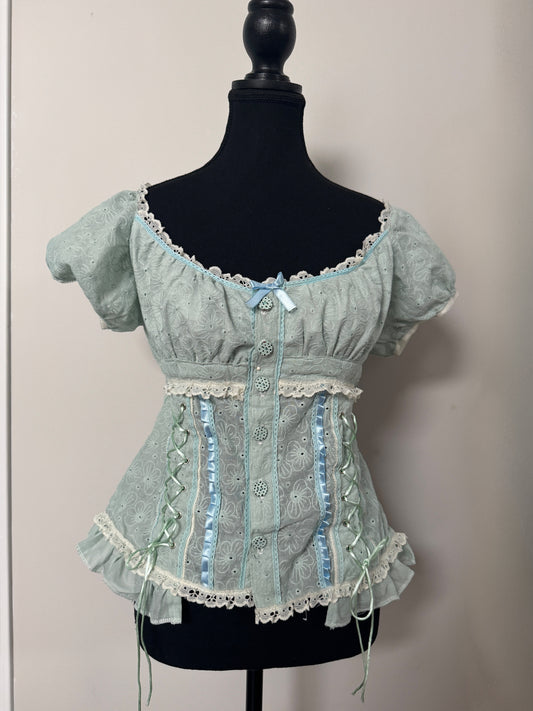 Corset babydoll and mini skirt set