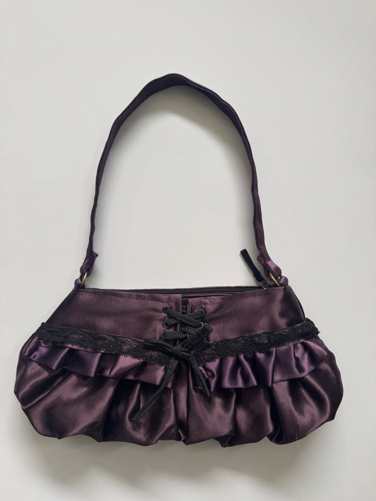 “Deep Purple” Satin Shoulder Purse (Sale)