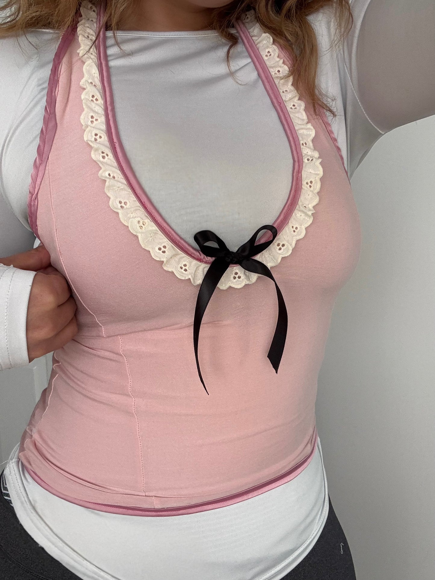 “Pink Bamboo” Stretchy Halter Top