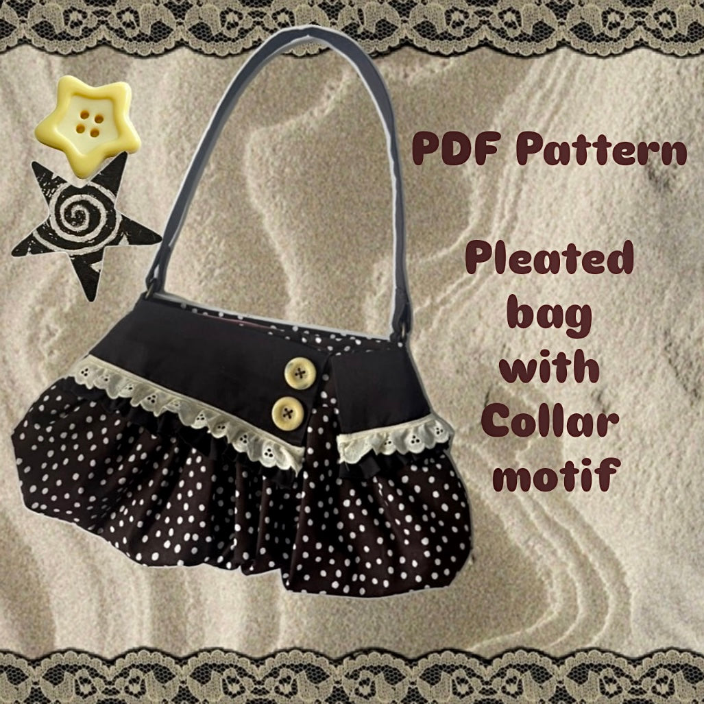 PDF download: Lace Raven Pleated Bag - Collar Motif