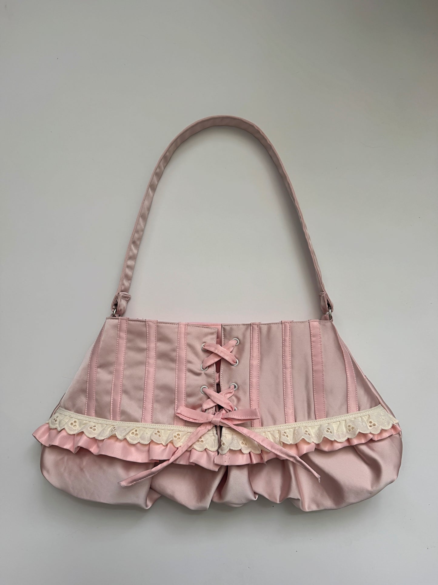 “Baby Pink” Pleated Corset Bag