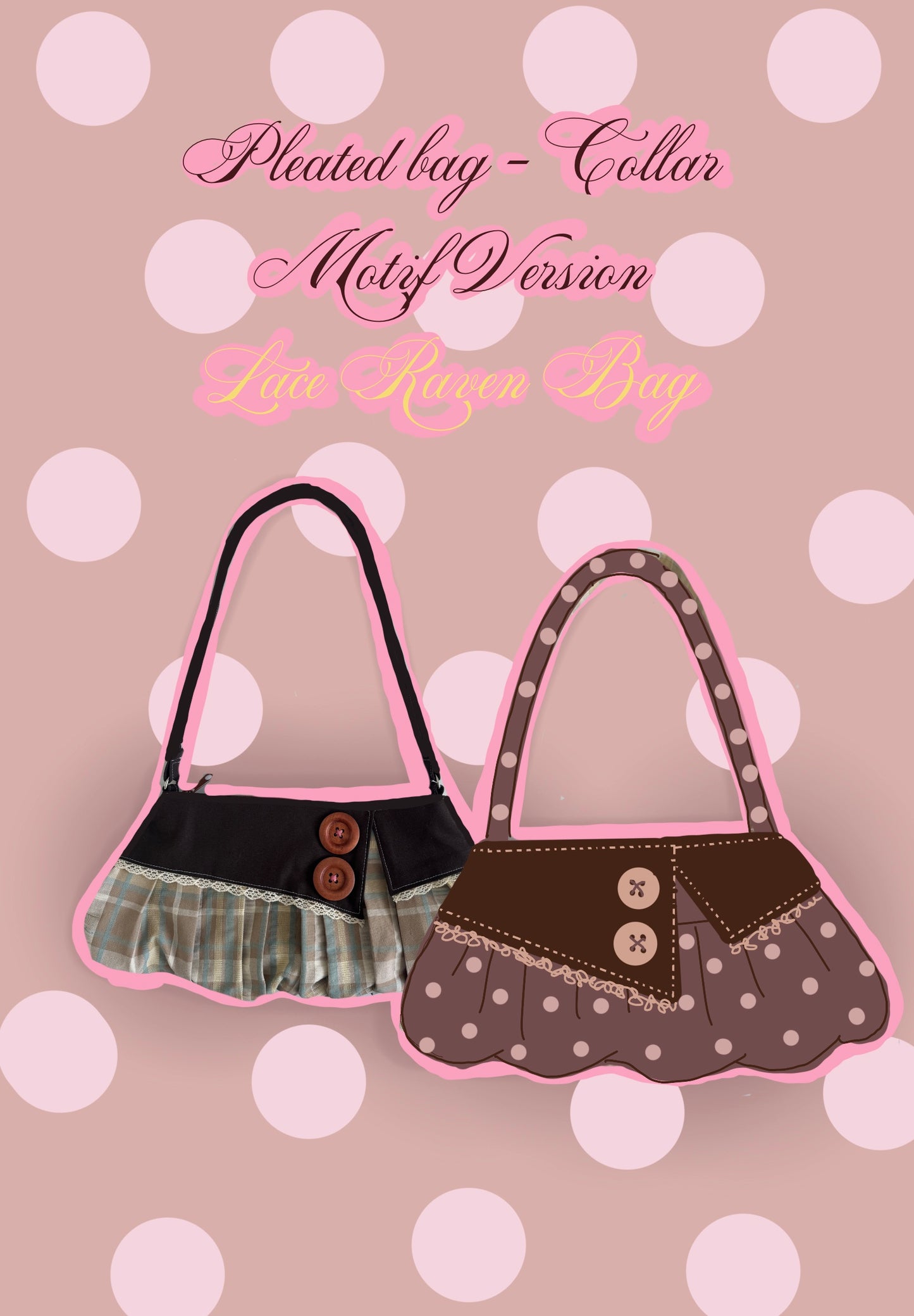 PDF download: Lace Raven Pleated Bag - Collar Motif
