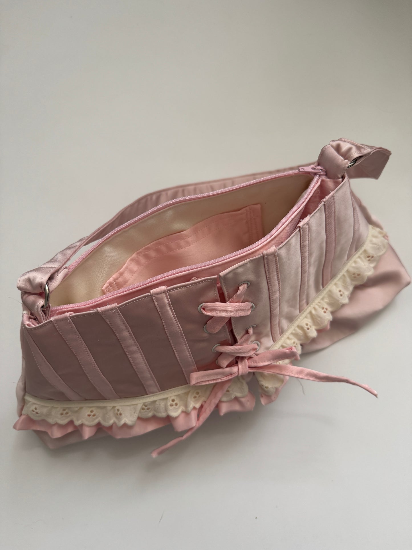 “Baby Pink” Pleated Corset Bag